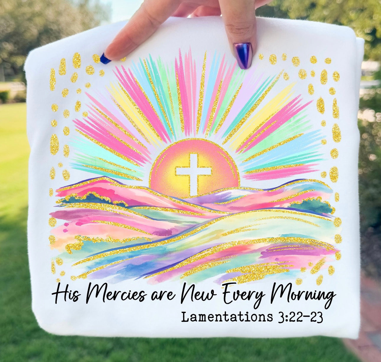 His mercies are new every morning Bella canvas tee