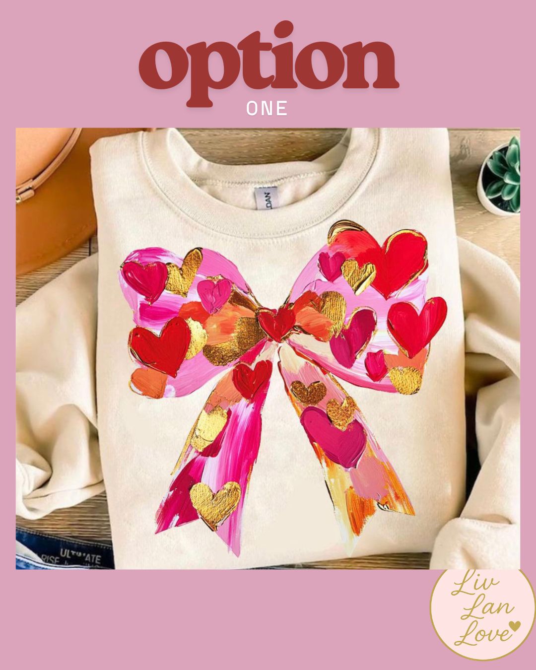 January Launch Heart Bow - Crewneck